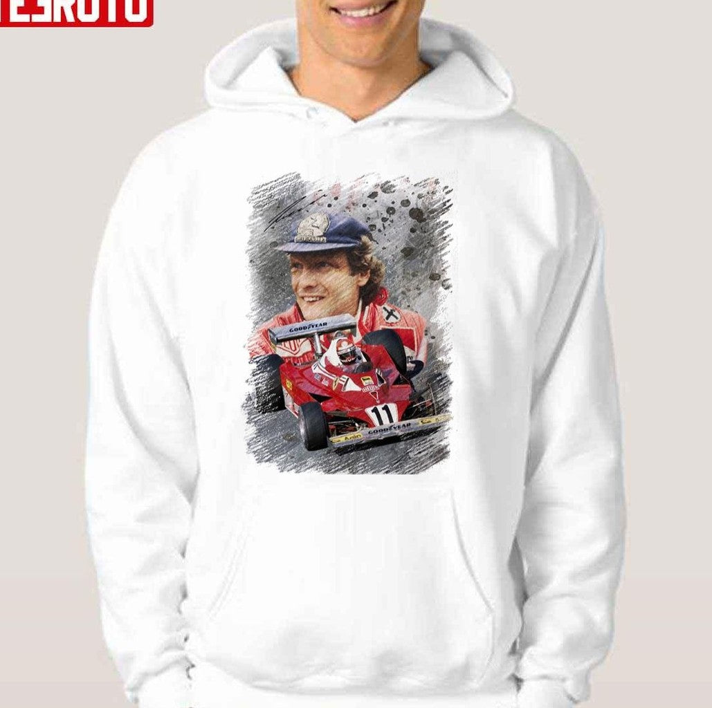 Niki Lauda Retro The Legend Racing F1 Design Unisex Hoodie - T-Shirt, Sweatshirt, Hoodie