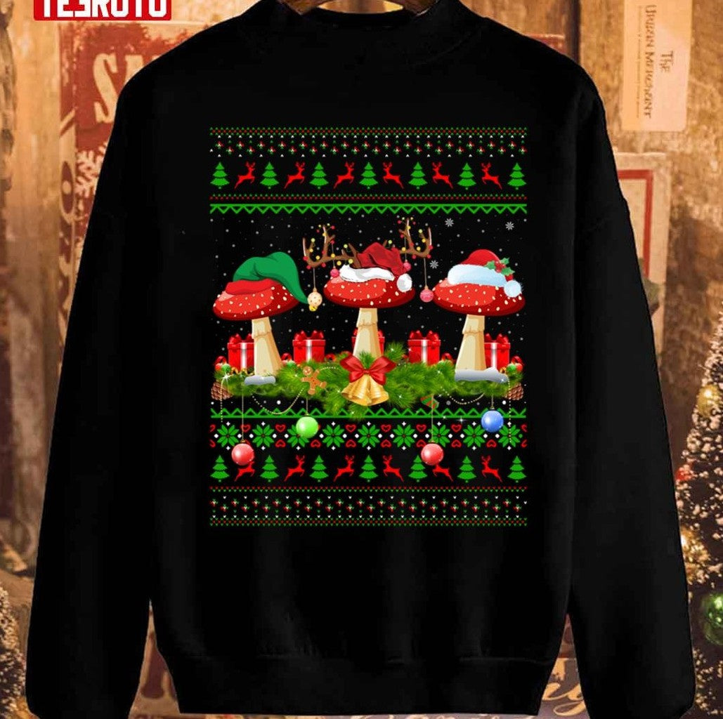 Mushroom Lover Xmas Santa Mushroom Christmas Vintage Unisex Sweatshirt - T-Shirt, Sweatshirt, Hoodie