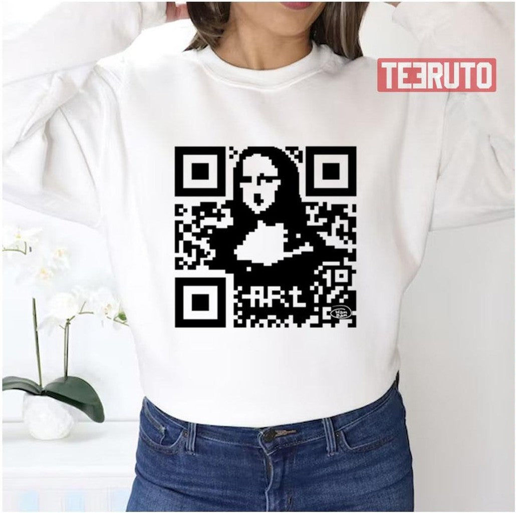 Monalisa Qr Code Parody Renaissance Unisex Sweatshirt - T-Shirt, Sweatshirt, Hoodie