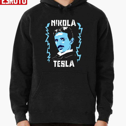 Animated Portrait Nicola Tesla The Legend Unisex Hoodie - T-Shirt, Sweatshirt, Hoodie