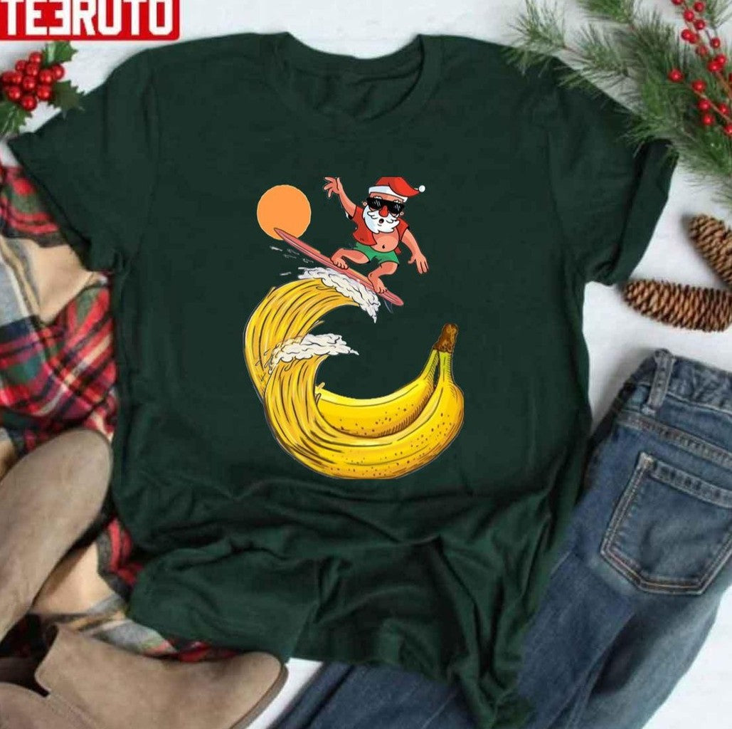 Santa The Banana Surfer Funny Funky Design Unisex T-shirt - T-Shirt, Sweatshirt, Hoodie
