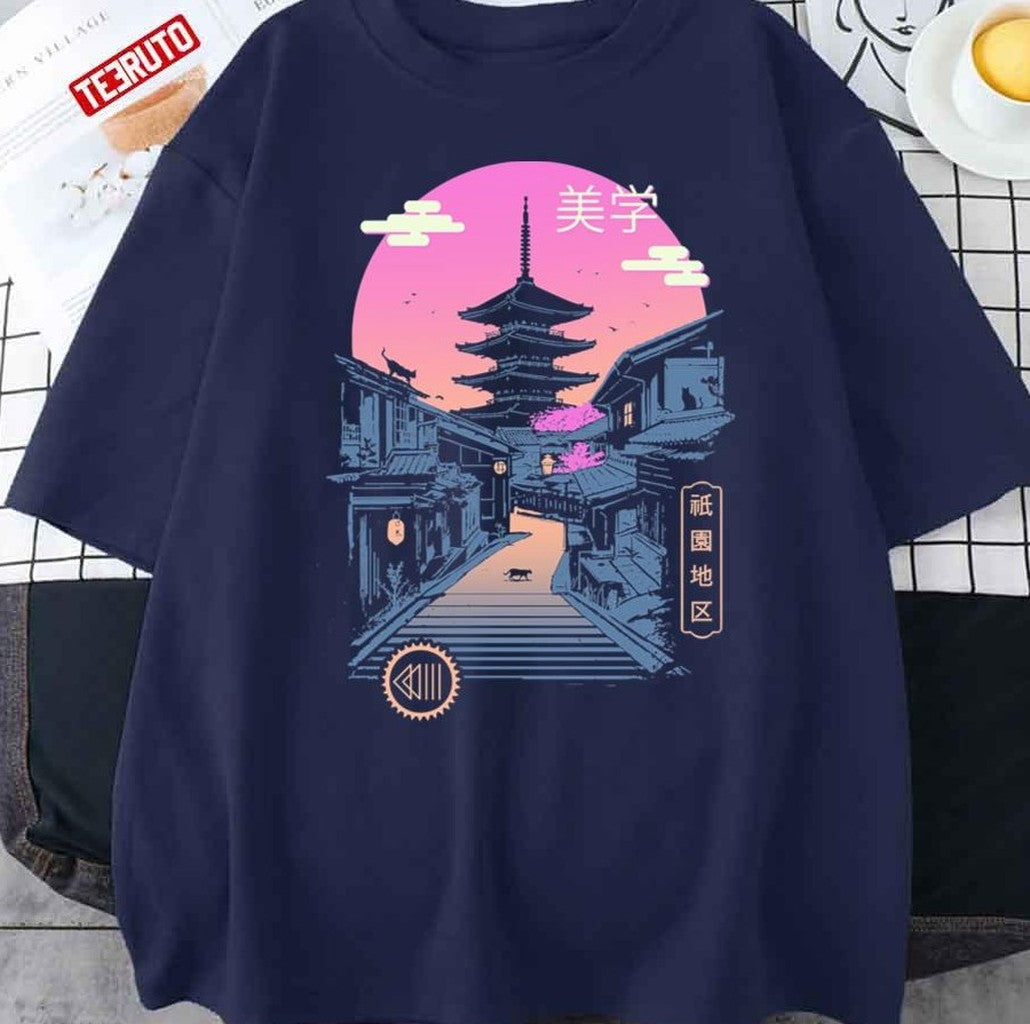 Pagoda Japanese Wave Aesthetics Unisex T-Shirt - T-Shirt, Sweatshirt, Hoodie