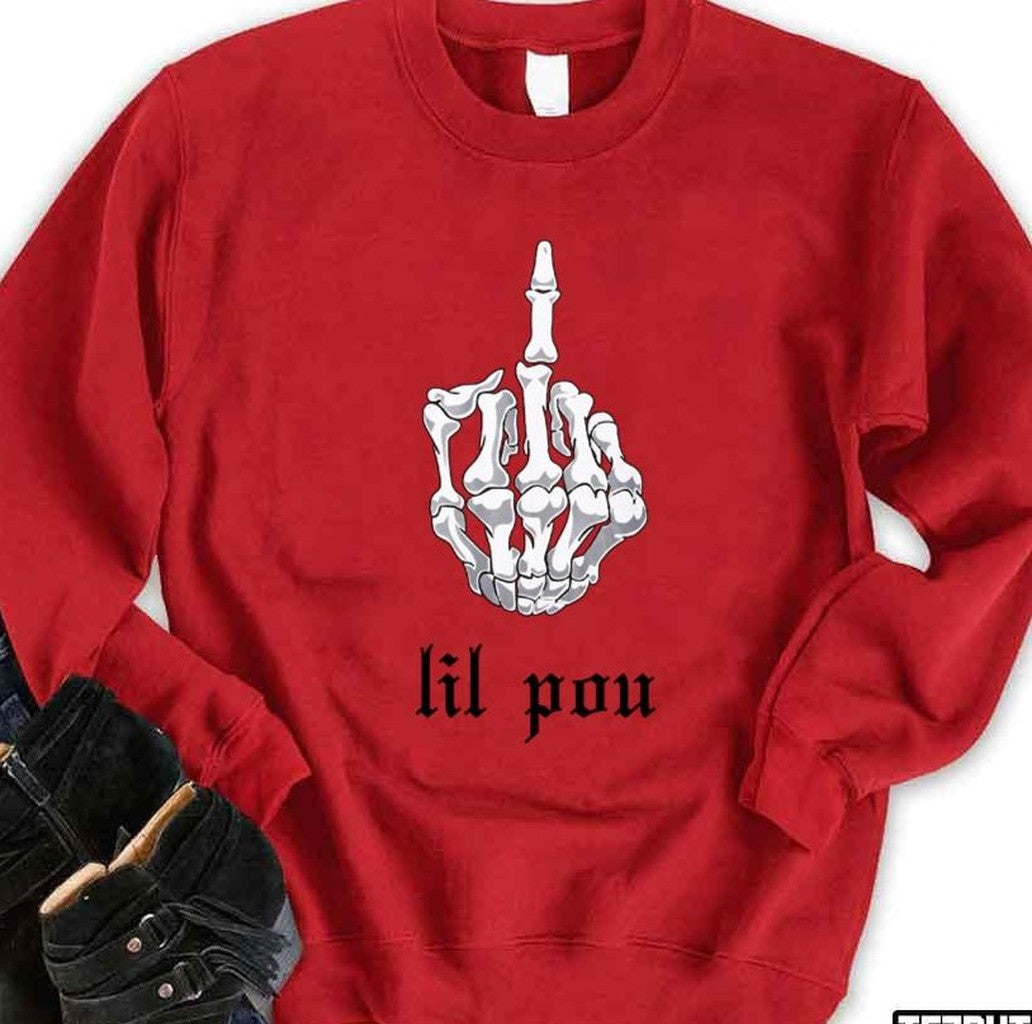 Pouya Lil Pou Middle Finger Unisex Sweatshirt - T-Shirt, Sweatshirt, Hoodie