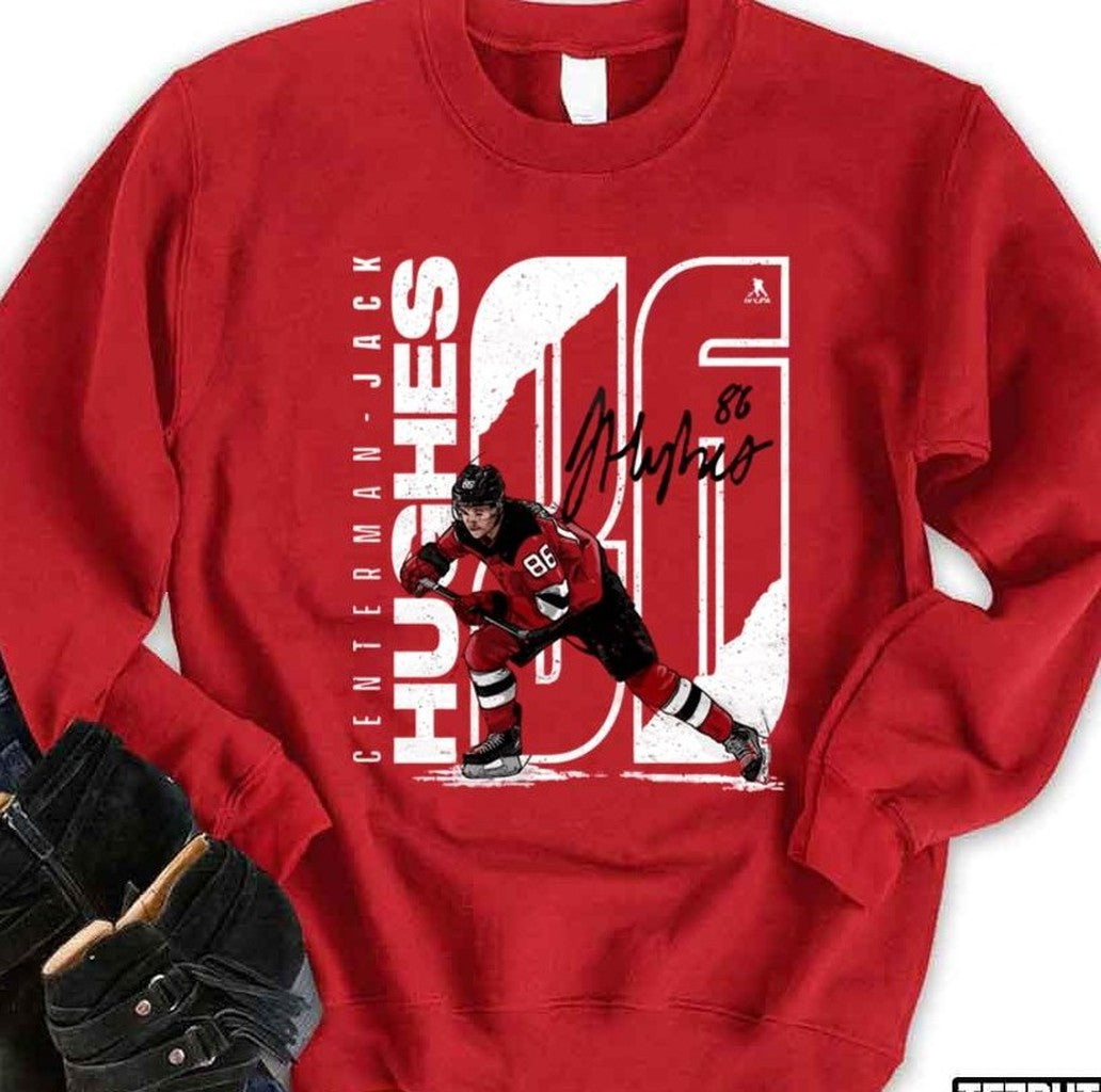 NHL Jack Hughes New Jersey Hockey Unisex Sweatshirt - T-Shirt, Sweatshirt, Hoodie