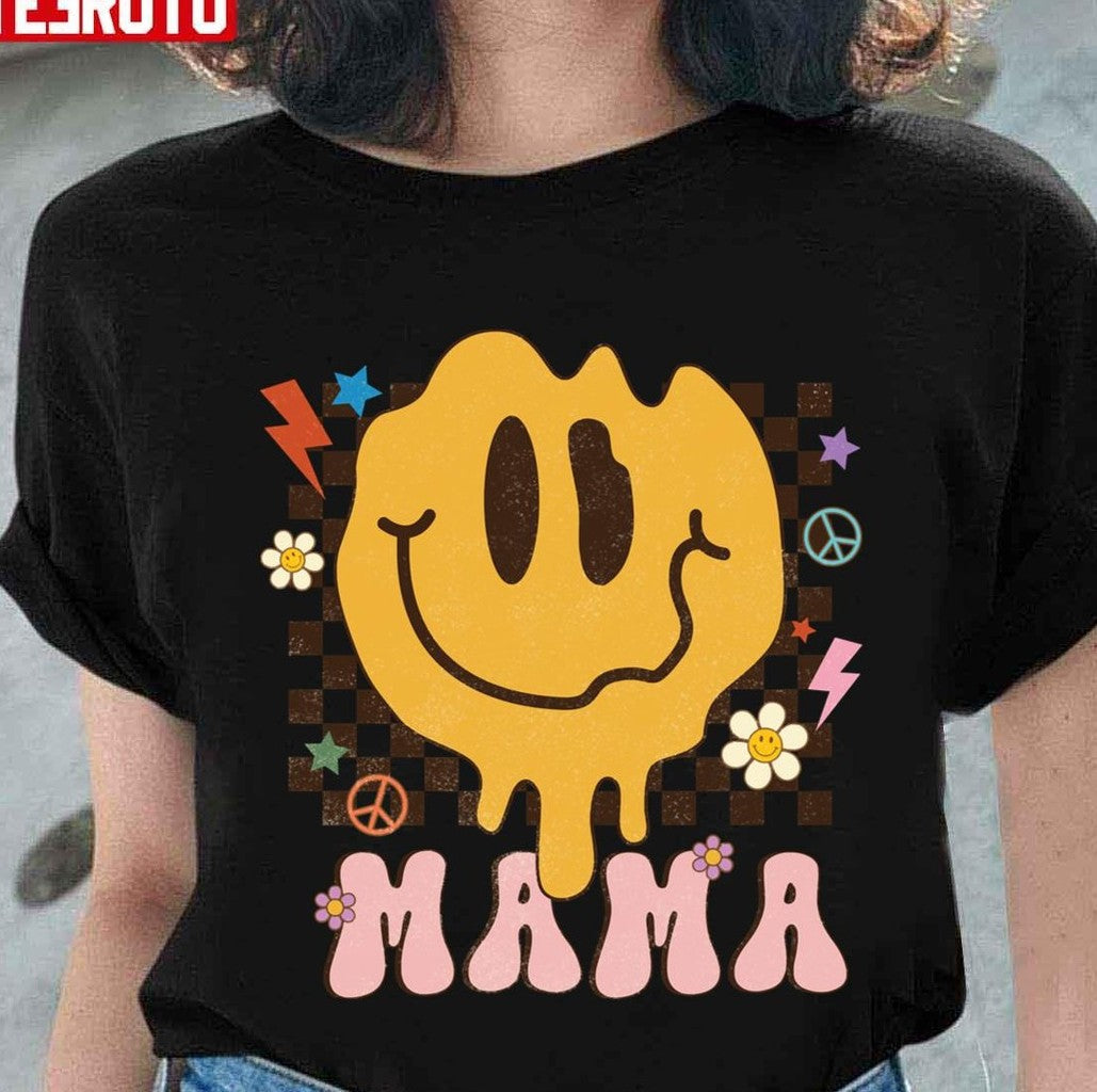 Retro Hippie Mama Smiley Design Unisex T-Shirt - T-Shirt, Sweatshirt, Hoodie