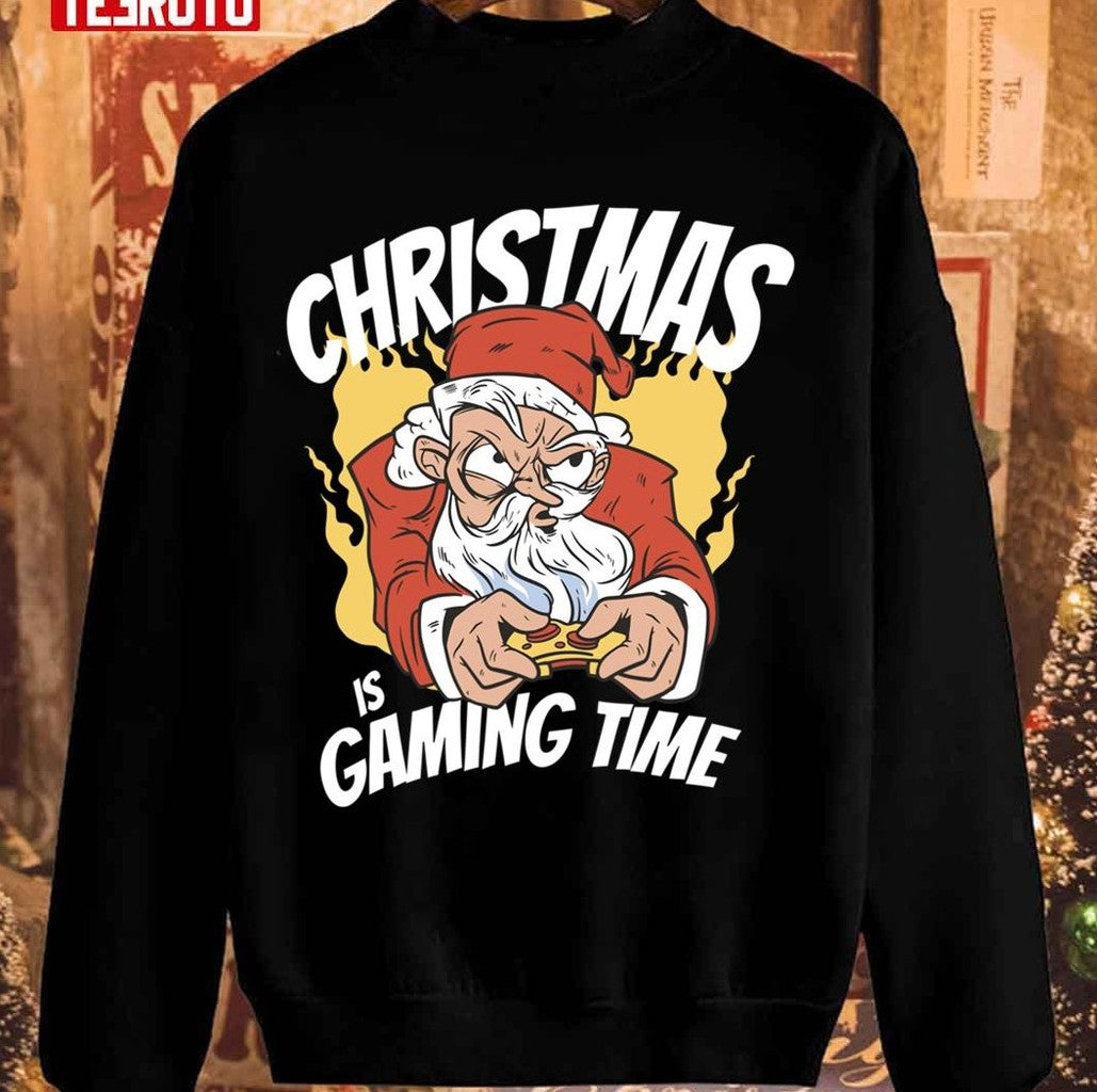 Santa Gamer Christmas 2021 Is Gaming Time Gamer Unisex Sweatshirt - T-Shirt, Sweatshirt, Hoodie