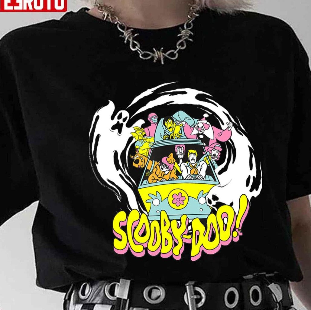 Mystery Machine Scary Ghosts Front View Scooby Doo Unisex T-Shirt - T-Shirt, Sweatshirt, Hoodie