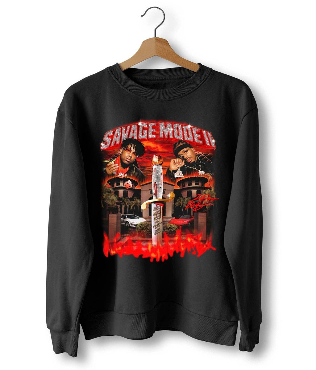 21 Savage and Metro Boomin Drop Limited Edition 'Savage Mode II' Merch  Vintage Unisex Crewneck Sweatshirt - T-Shirt, Sweatshirt, Hoodie