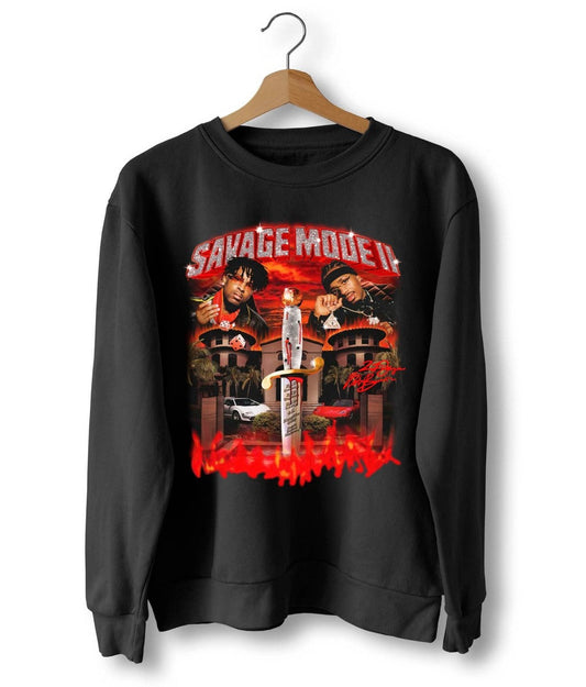 21 Savage and Metro Boomin Drop Limited Edition 'Savage Mode II' Merch  Vintage Unisex Crewneck Sweatshirt - T-Shirt, Sweatshirt, Hoodie