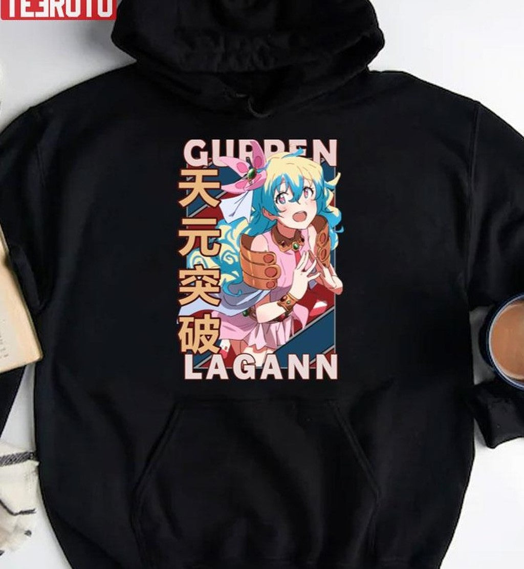 Nia Teppelin Tengen Toppa Gurren Lagann Retro Blue Red Design Unisex Hoodie - T-Shirt, Sweatshirt, Hoodie
