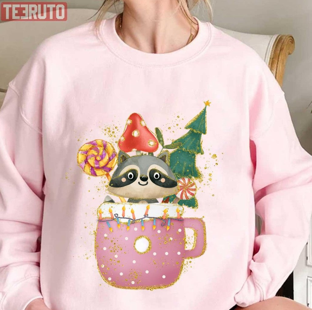 Raccoon In A Cup Merry Christmas Unisex Sweatshirt - T-Shirt, Sweatshirt, Hoodie