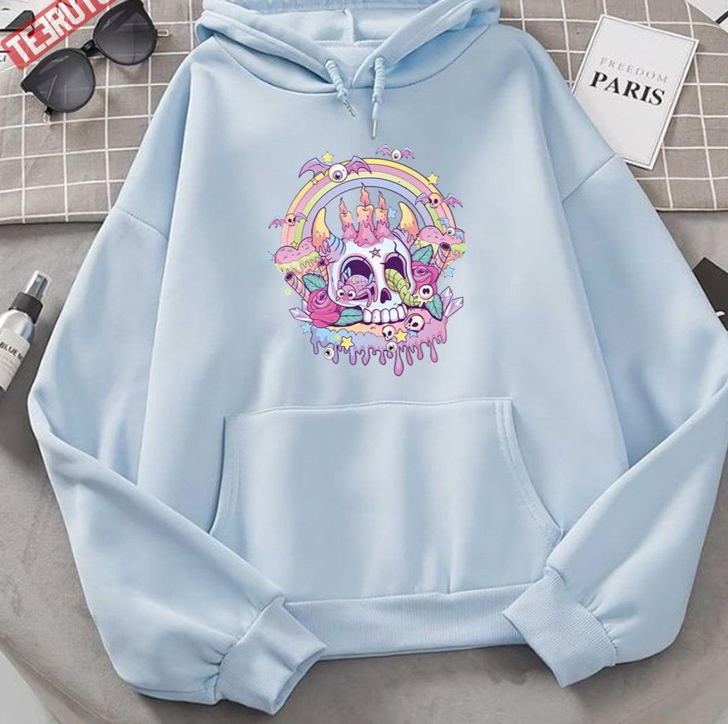 Pastel Goth Cute Creepy Satanic Skull Kawaii Occult Menhera Unisex Hoodie - T-Shirt, Sweatshirt, Hoodie