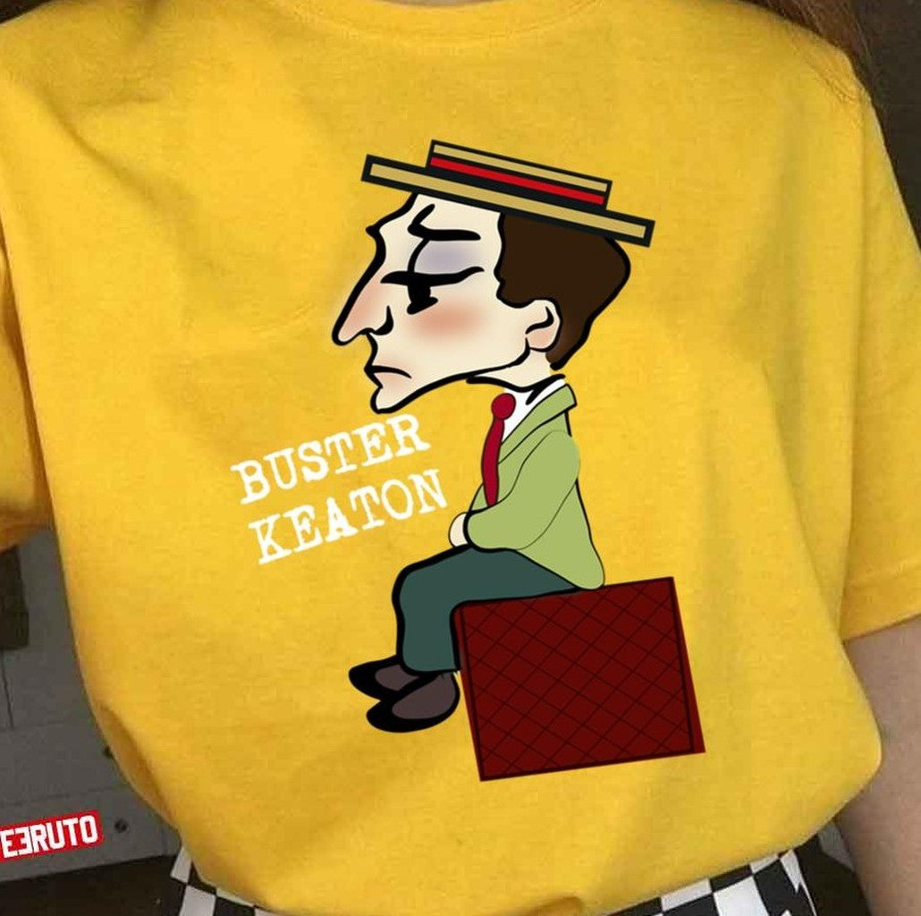 Retro Buster Keaton Sitting On A Case Photographic Unisex T-Shirt - T-Shirt, Sweatshirt, Hoodie