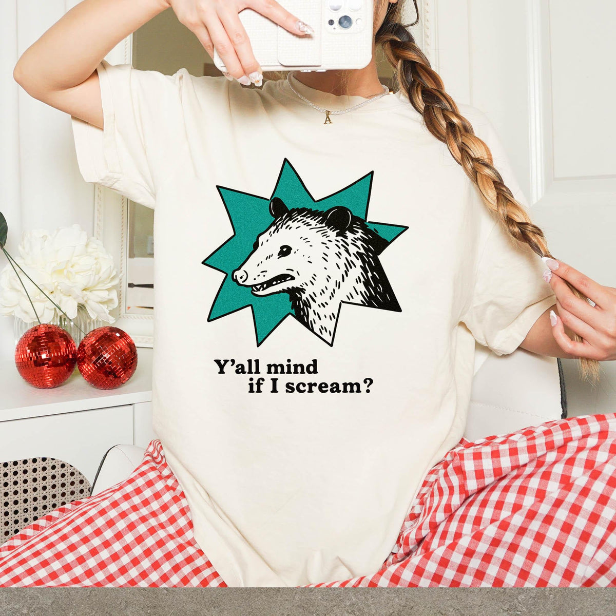 Retro Possum Comfort Colors Y'All Mind Scream - Adult & Kids T-Shirts, Sweatshirts & Hoodies apparel design preview 2