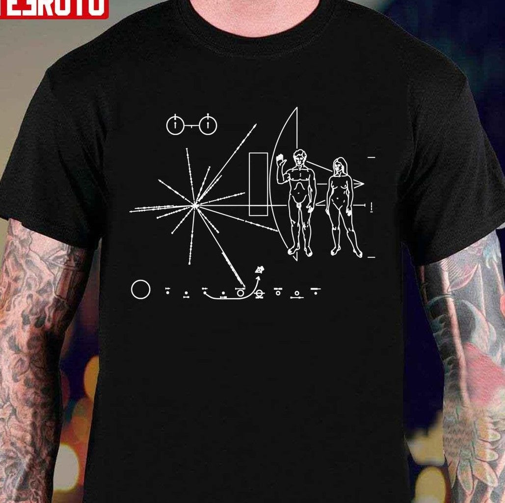 Pioneer Plaque Space Exploration Science Math Teacher Geek White Unisex T-Shirt - T-Shirt, Sweatshirt, Hoodie