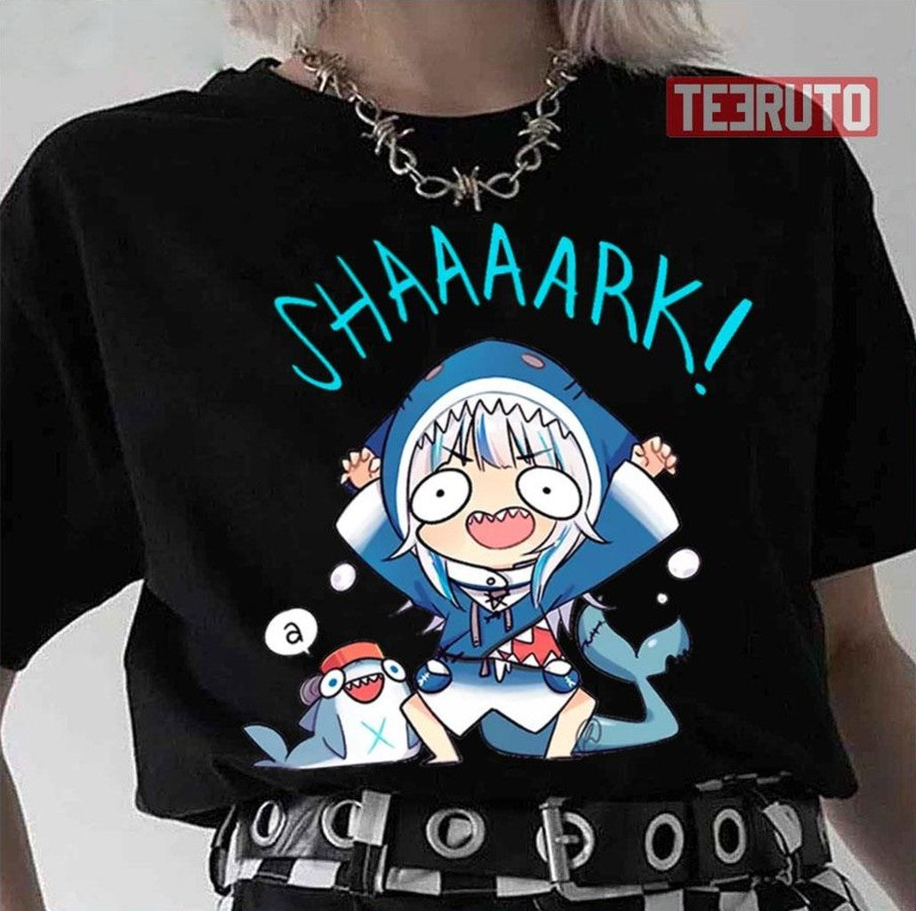 Shark Gawr Gura Mask Hololive Unisex T-Shirt - T-Shirt, Sweatshirt, Hoodie