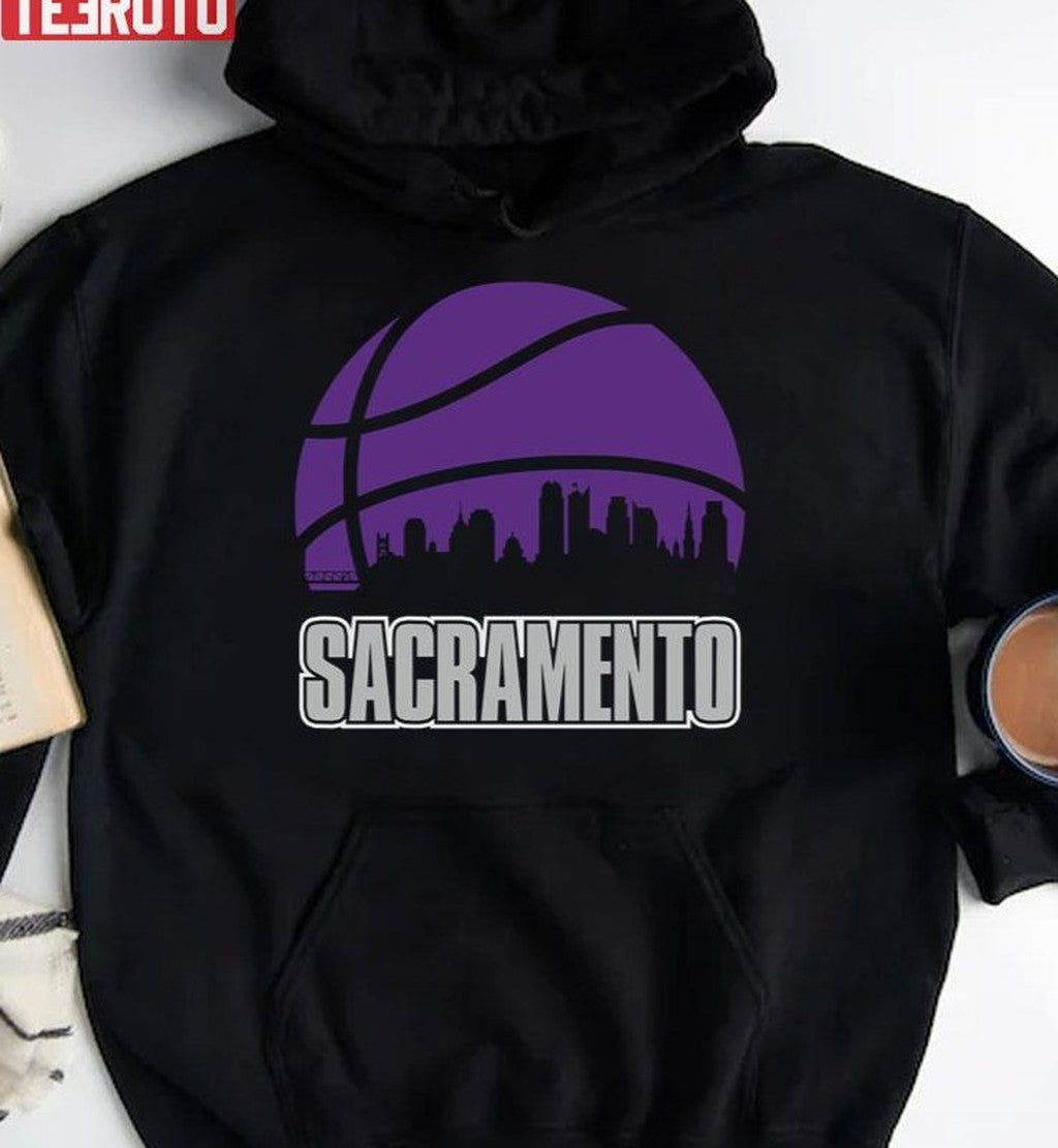 Retro Kings Basketball Sacramento City Skyline Unisex Hoodie - T-Shirt, Sweatshirt, Hoodie