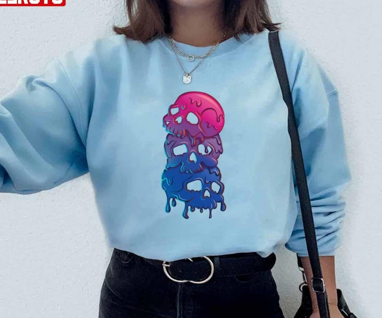 Pride Flag Goth Skull Tower Bisexual Bi Unisex Sweatshirt - T-Shirt, Sweatshirt, Hoodie