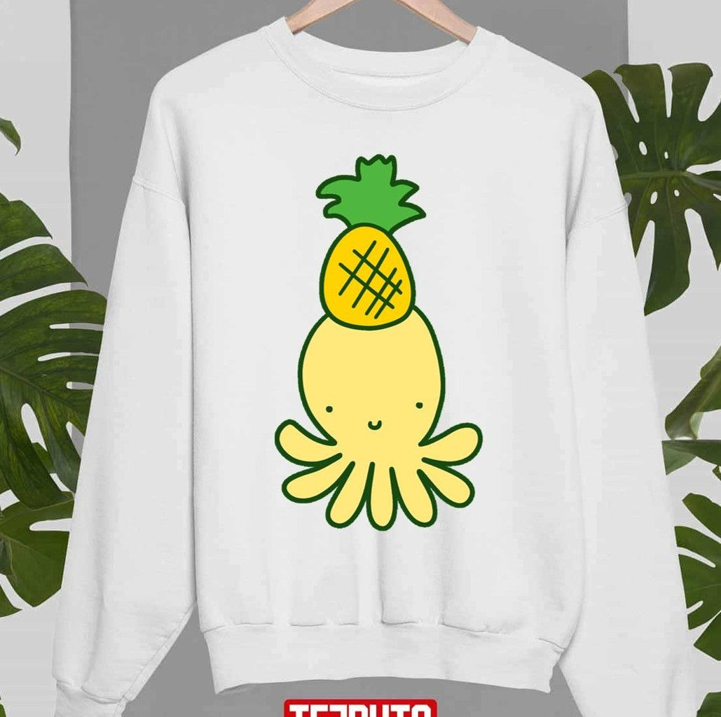 Pineapple Octopus Chibi Yellow Design Unisex Sweatshirt - T-Shirt, Sweatshirt, Hoodie