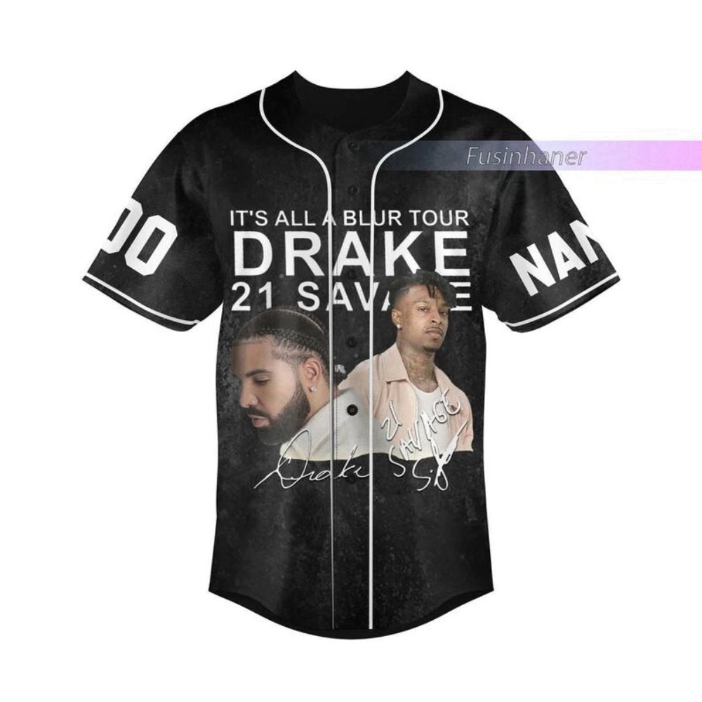Drake 21 Savage Baseball Jersey All A Blur Tour Shirt 2023 Music Concert Merch baseball jersey product view 4