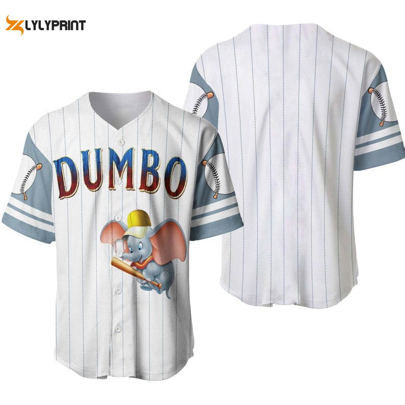 Dumbo The Flying Elephant All Over Print Pinstripe Baseball Jersey - lylyprint.com baseball jersey product view 1