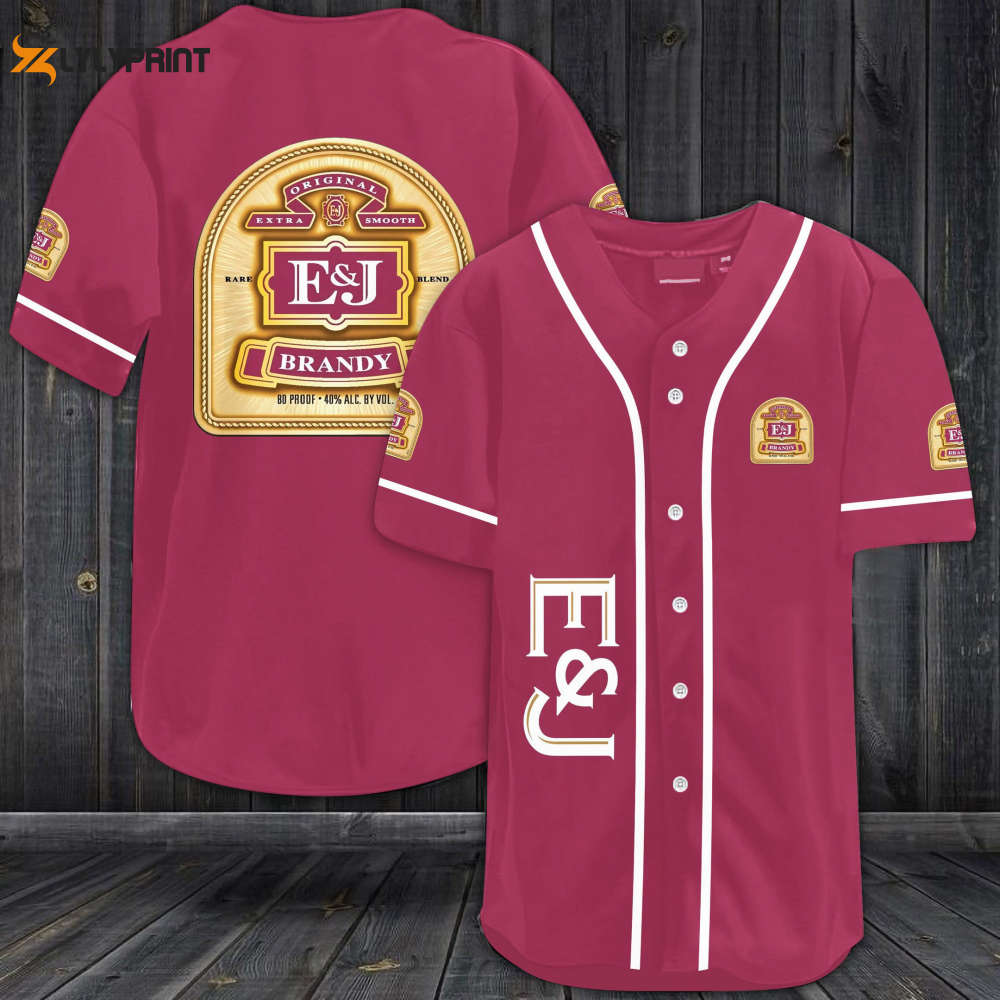 E&J Brandy All Over Print Unisex Baseball Jersey - Ruby - lylyprint.com baseball jersey product view 1