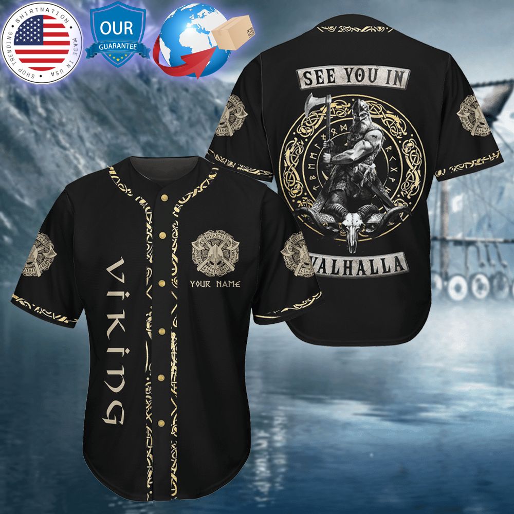 HOT See You In Valhalla Vikings Custom Baseball Jersey baseball jersey product view 1