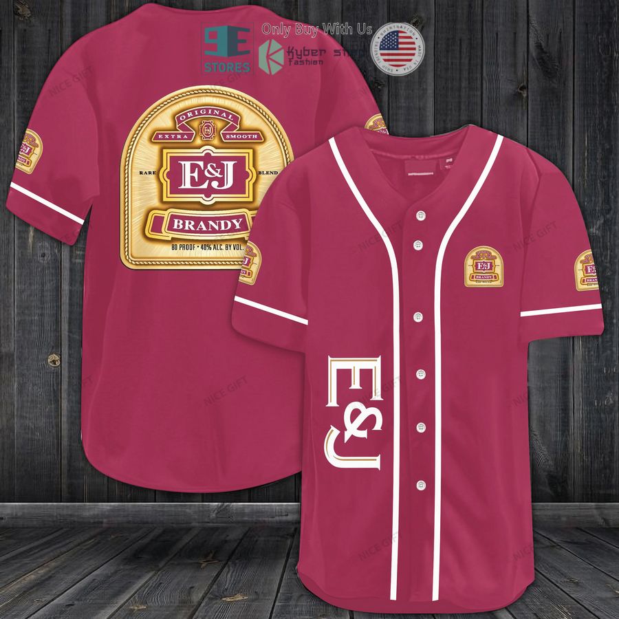 BEST E&J Brandy logo pink Baseball Jersey baseball jersey product view 1