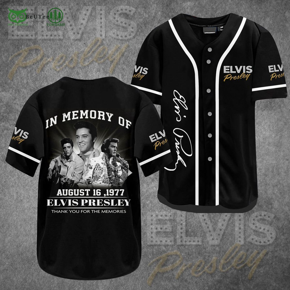 Elvis Presley In The Ghetto Black White Baseball Jersey Shirt baseball jersey product view 1