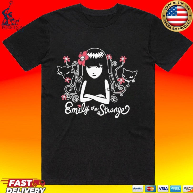 Emily The Strange Strange Flower Kitty T-shirt Unisex T-shirt, Sweatshirt, Hoodie, Long Sleeve Tee - T-Shirt, Sweatshirt, Hoodie