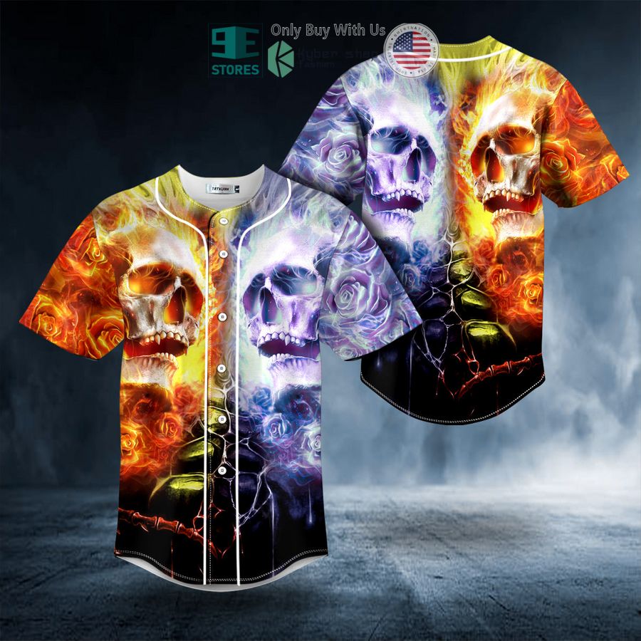 BEST Enemy Fire Skull Baseball Shirt baseball jersey product view 1