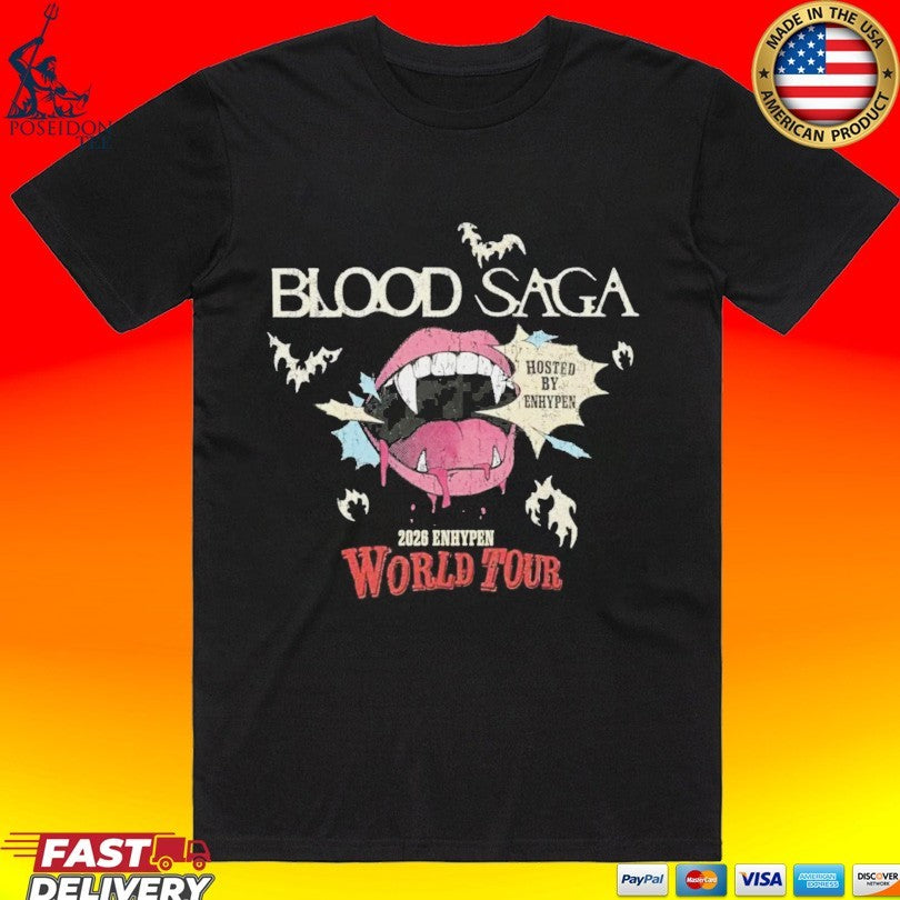 Enhypen Blood Saga World Tour T-shirt Unisex T-shirt, Sweatshirt, Hoodie, Long Sleeve Tee - T-Shirt, Sweatshirt, Hoodie