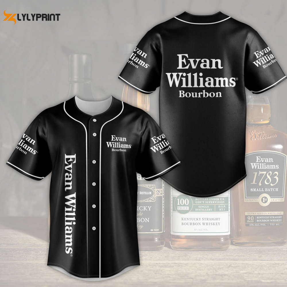 Evan Williams Bourbon Baseball Jersey - Gift for Men Women - lylyprint.com baseball jersey product view 1