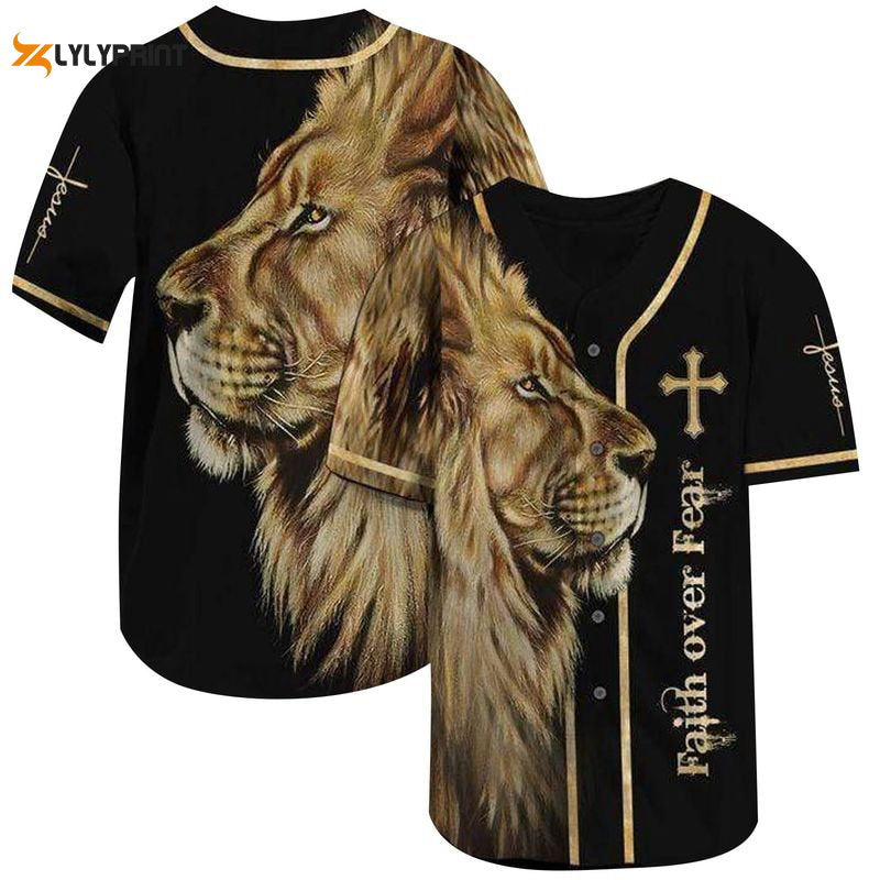Faith Over Fear Baseball Jersey, Lion King Baseball Jersey - lylyprint.com baseball jersey product view 1