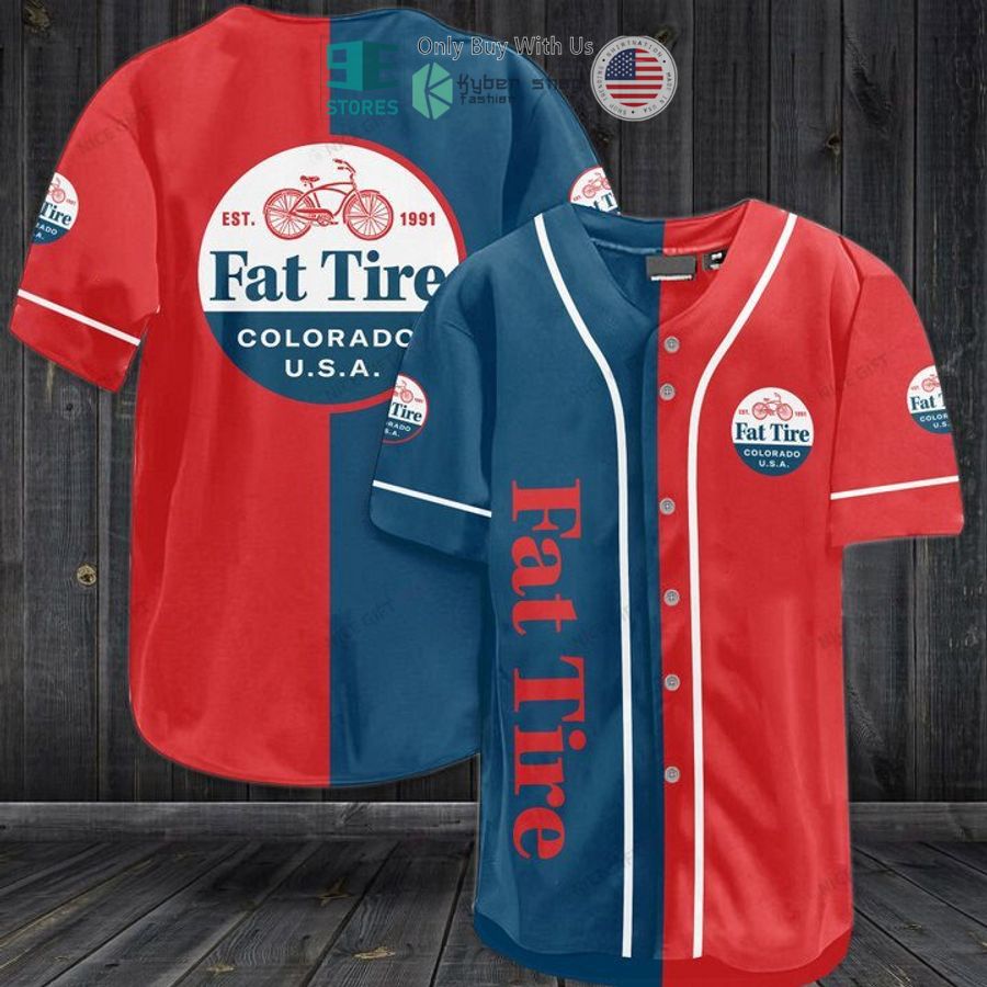 BEST Fat Tire logo red blue Baseball Jersey baseball jersey product view 1