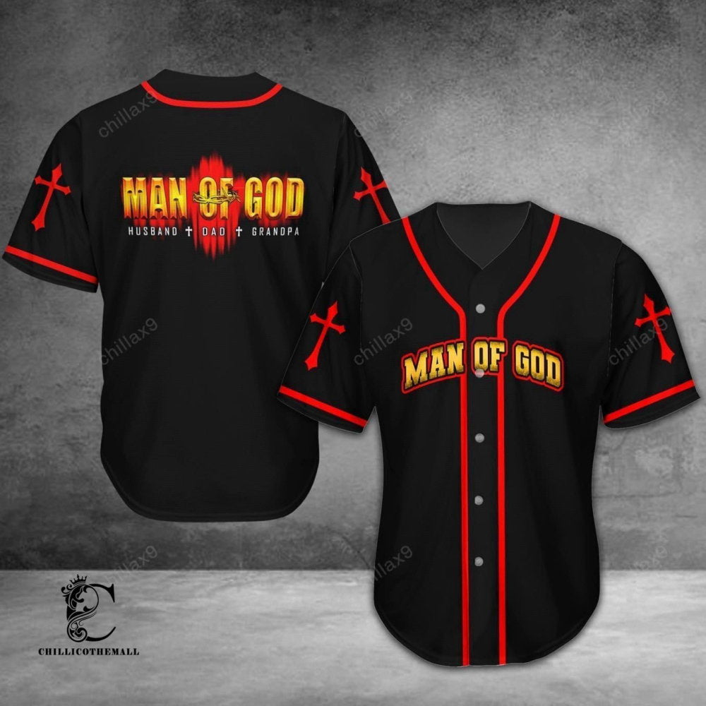 Fathers Day Man Of God Baseball Jersey – Stylish & Meaningful Gift baseball jersey product view 2