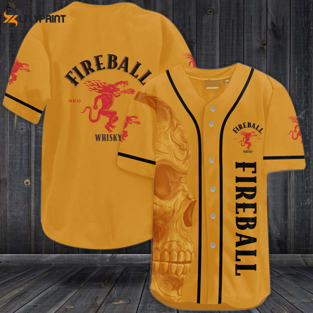 Fireball Skull Baseball Jersey - lylyprint.com baseball jersey product view 1