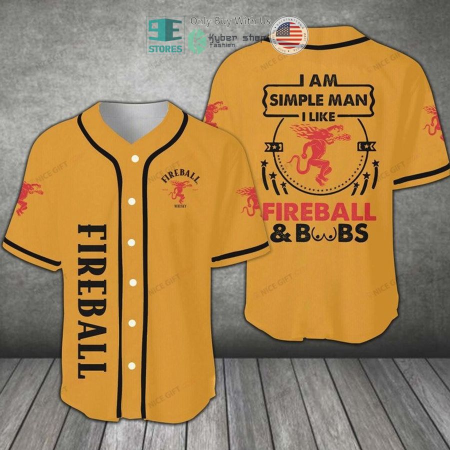 BEST Fireball Whisky I Am Simple Man I Like Fireball orange Baseball Jersey baseball jersey product view 1