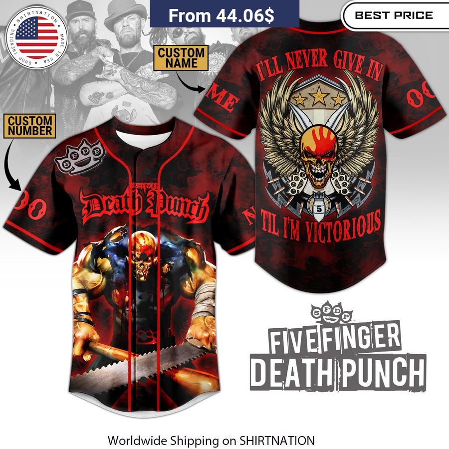 Five Finger Death Punch CUSTOM Baseball Jersey baseball jersey product view 1