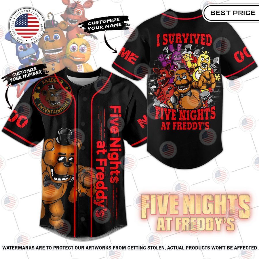 Five Nights at Freddy's Custom Baseball Jersey baseball jersey product view 1