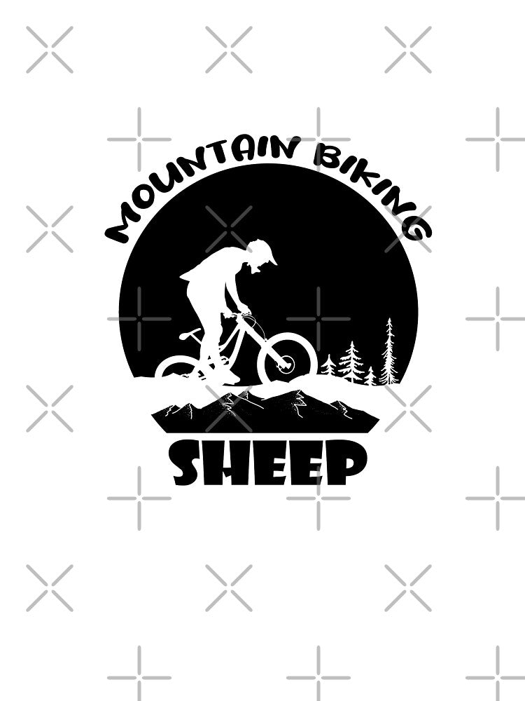 Mountain Biking Sheep Funny Quote Bikes Black White - Adult & Kids T-Shirts, Sweatshirts & Hoodies apparel design preview 2