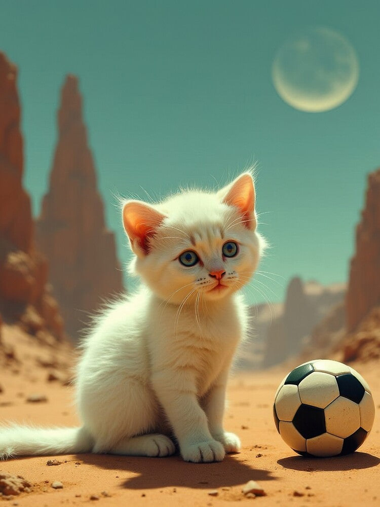 Kitten with Soccer Ball and Target by HabitableMoons - Adult & Kids T-Shirts, Sweatshirts & Hoodies apparel design preview 2