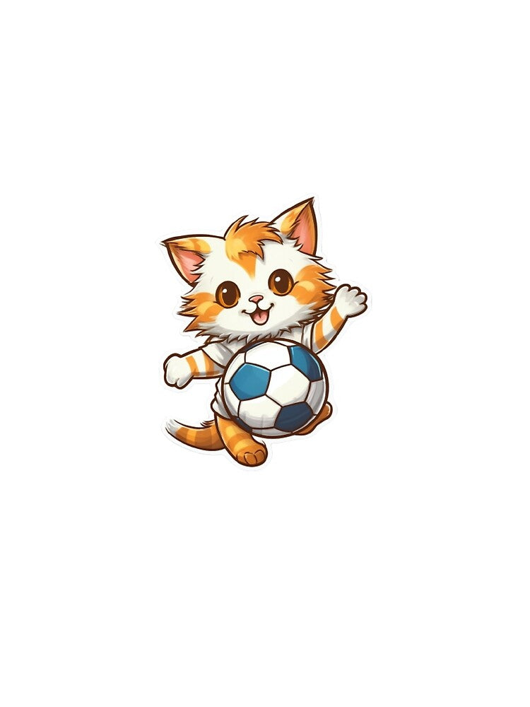 Cat Playing Football Cute by TekunawArt - Adult & Kids T-Shirts, Sweatshirts & Hoodies apparel design preview 2