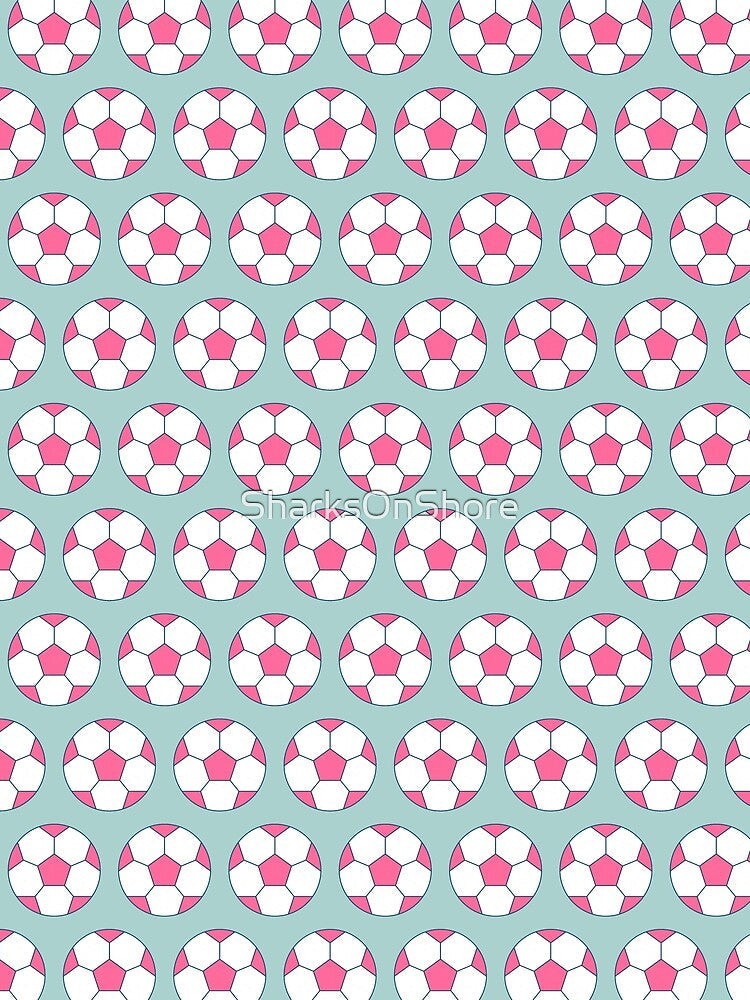 Pink Soccer Ball Pattern On Slate Blue by - Adult & Kids T-Shirts, Sweatshirts & Hoodies apparel design preview 2
