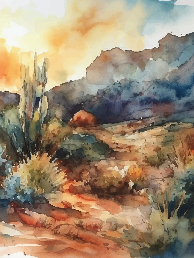 Rustic Ecosystem Boho Desert Landscape Watercolors by - Adult & Kids T-Shirts, Sweatshirts & Hoodies apparel design preview 2