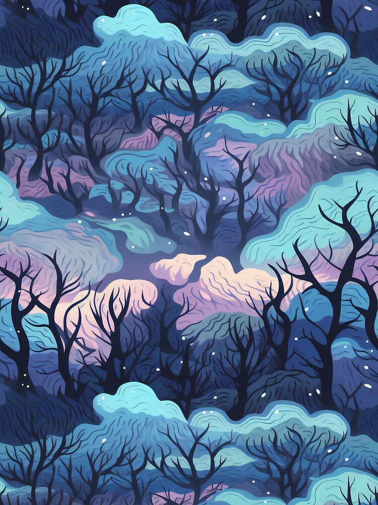 Night Forest Black, Purple, and Pink Organic Abstract - Adult & Kids T-Shirts, Sweatshirts & Hoodies apparel design preview 2