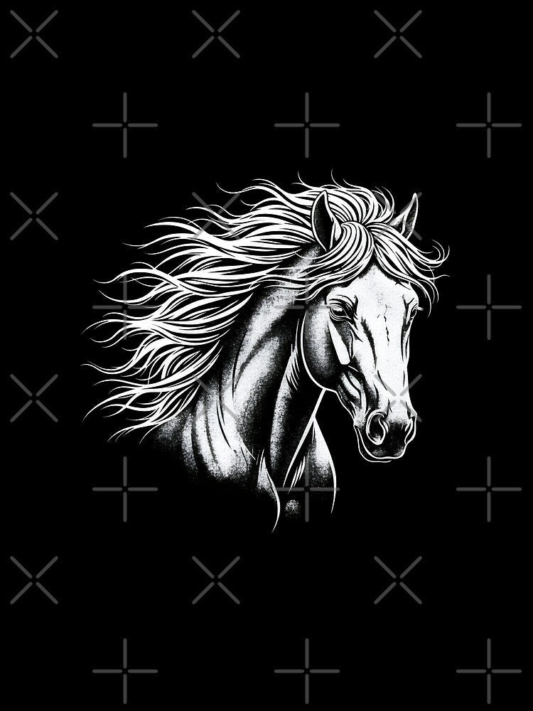Horse Art Chalk On Black by DemureArtsy - Adult & Kids T-Shirts, Sweatshirts & Hoodies apparel design preview 2