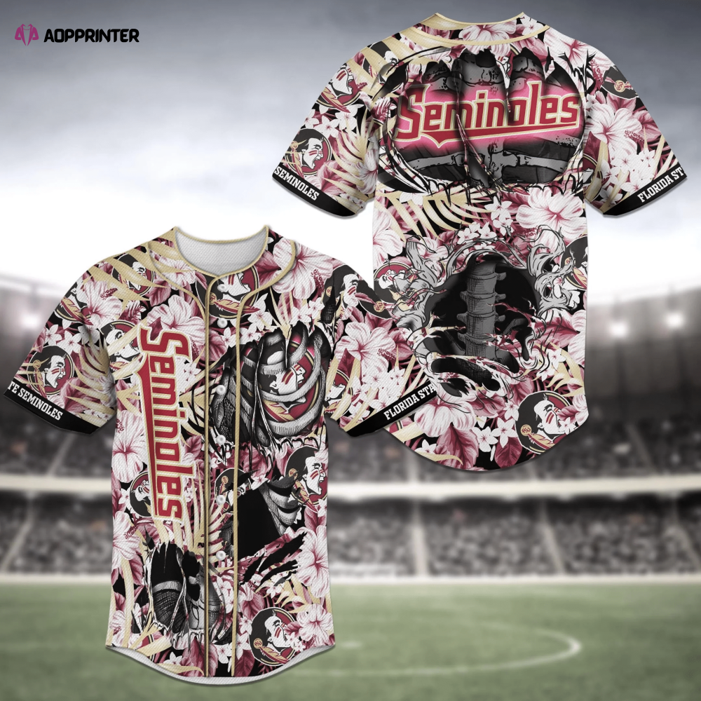 Florida State Seminoles NCAA Baseball Jersey Shirt Skeleton - Aopprinter baseball jersey product view 1