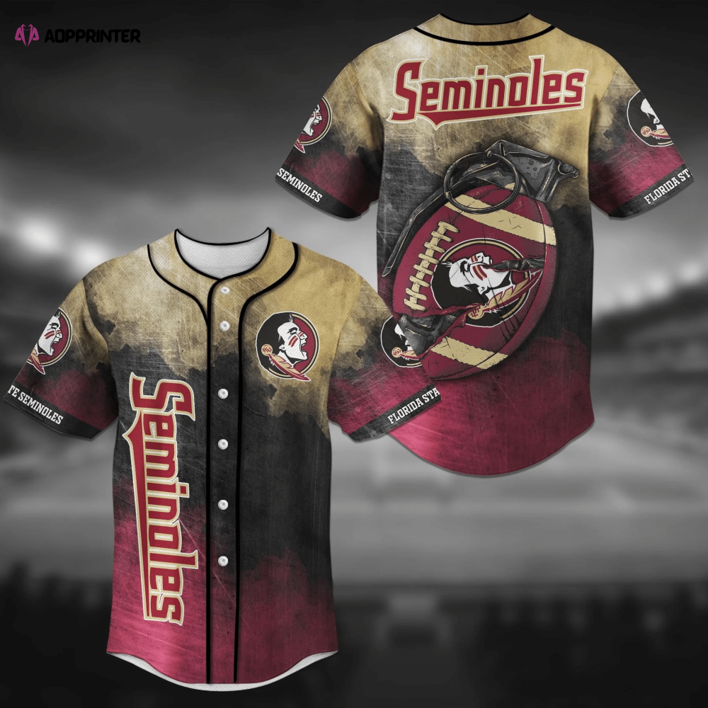 Florida State Seminoles NCAA Baseball Jersey Shirt with Unique Grenade Design - Aopprinter baseball jersey product view 1