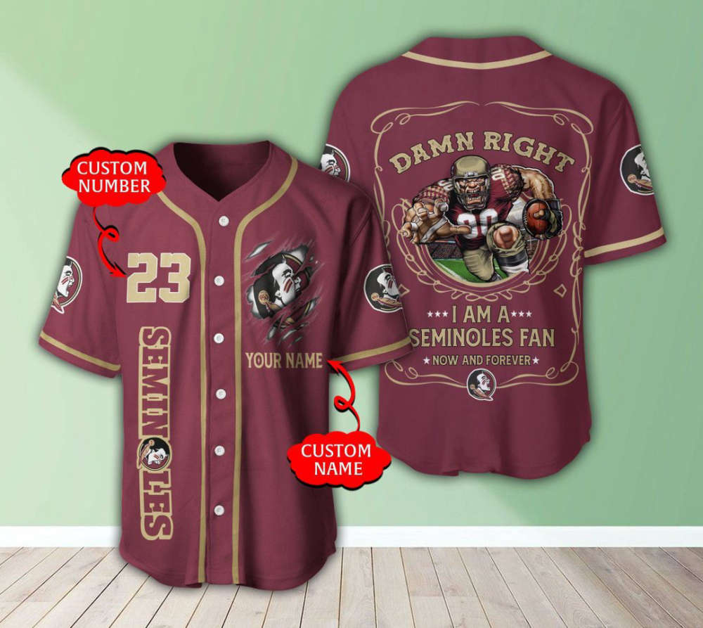 Florida State Seminoles Personalized Baseball Jersey Fan Gifts - lylyprint.com baseball jersey product view 2